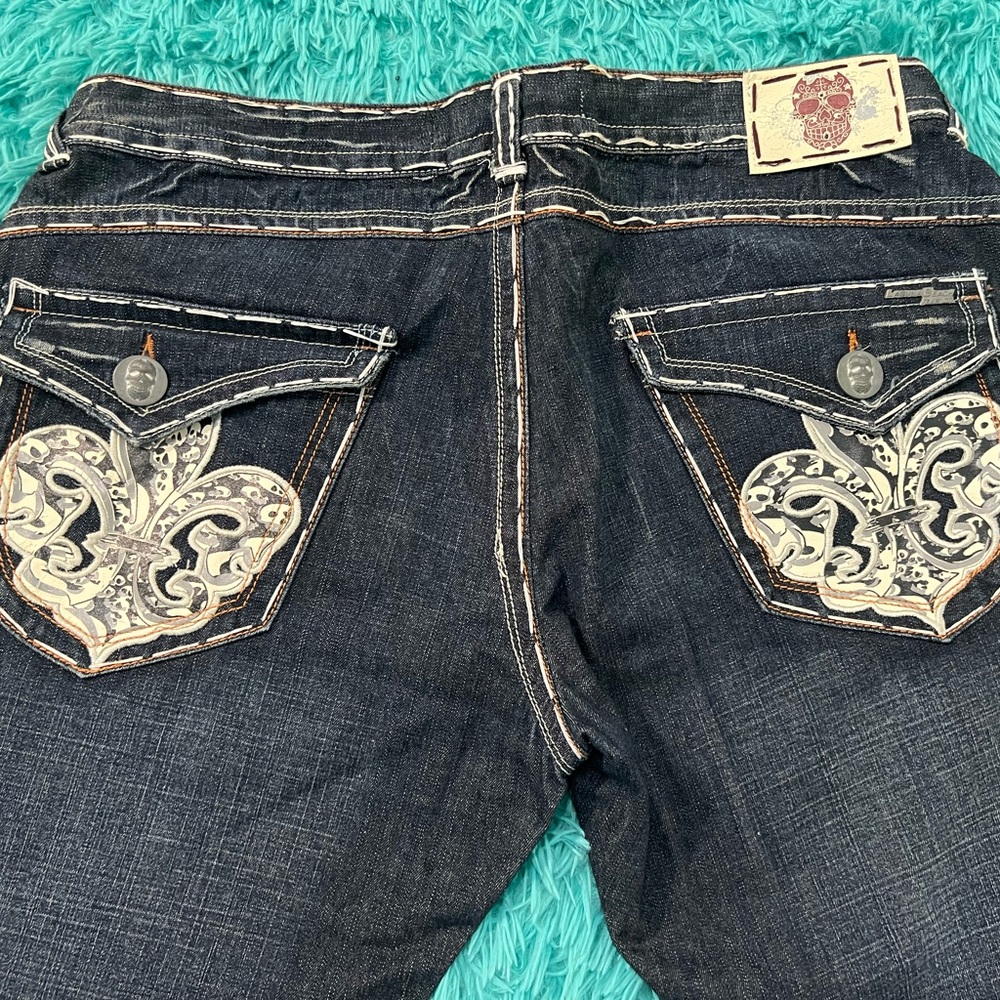 Skull Fleur de Lis Laguna Beach Jeans